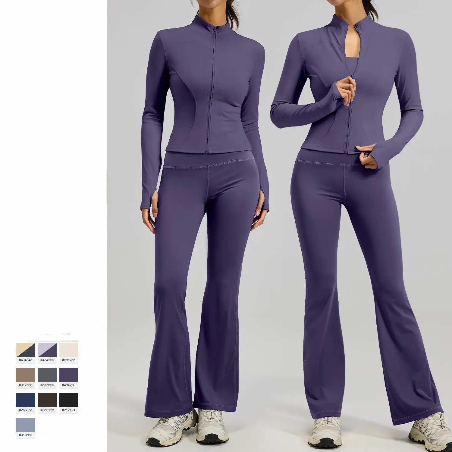 Ladies' luxury Milad color yoga suit set, nude and slimming, running and slimming, sports and fitness suit set