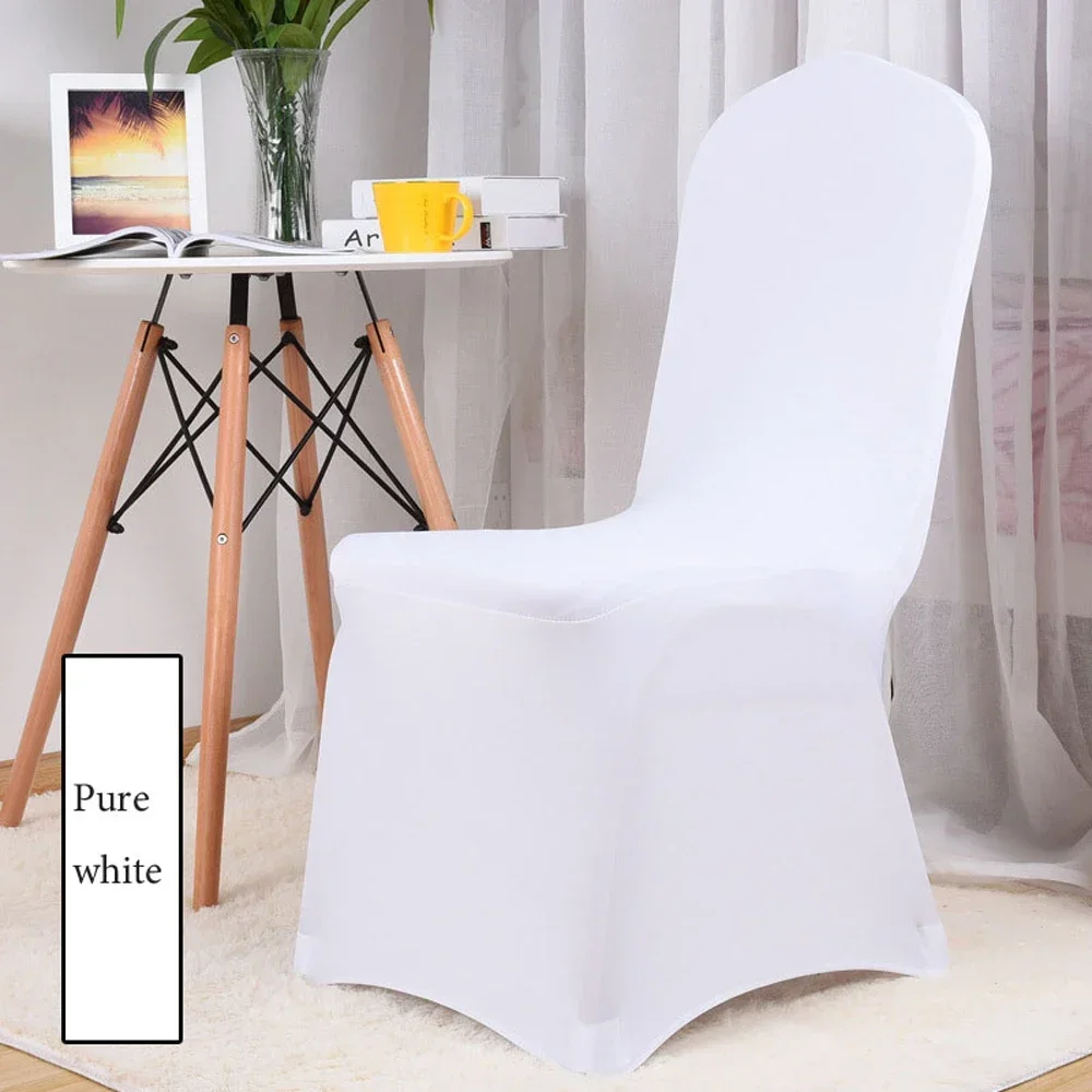 DD 100pcs Stretch Polyester Chair Cover Wedding Hotel Banquet Thickening Universal Spandex Wedding Decoration Dining Chair Cover