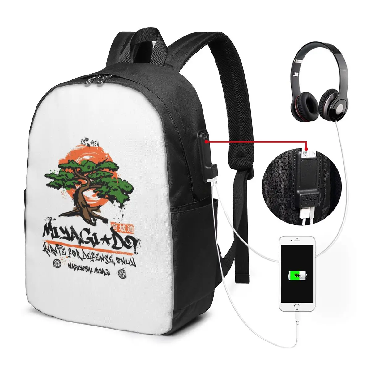 

Miyagi Do Karate Backpack Travel Notebook Bag Computer College Student School Bag Laptop Shoulder Bags for Men Women