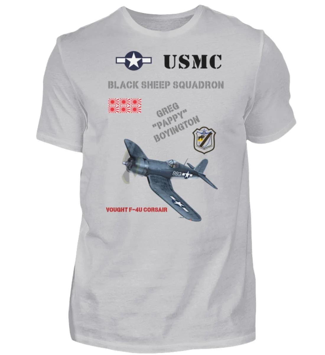 USMC Black Sheep Squadron F4U Corsair Carrier-Based Fighter T-Shirt 100% Cotton O-Neck Short Sleeve Summer Casual Mens T-shirt