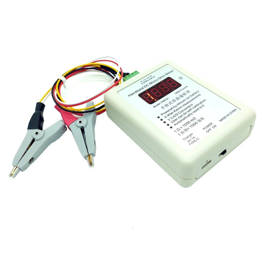 Imagem -02 - Handheld dc Ohm Meter Baixa Resistência Tester Pode Carregar Quatro Fios Kelvin Medição Ymc01