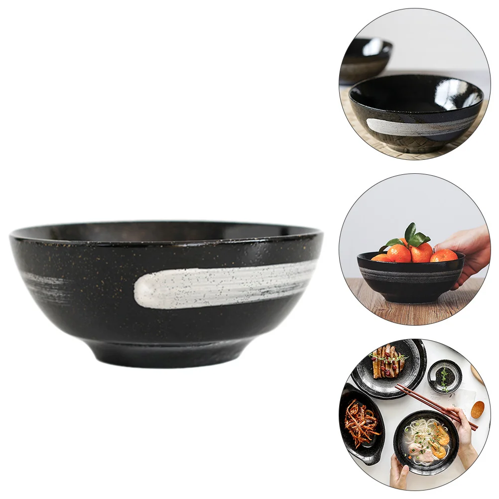 

1Pcs Ceramic Bowl Home Tableware Soup Noodle Rice Fruit Salad Bowl for Kids Japanese Style Colorful Irregular Household Dish