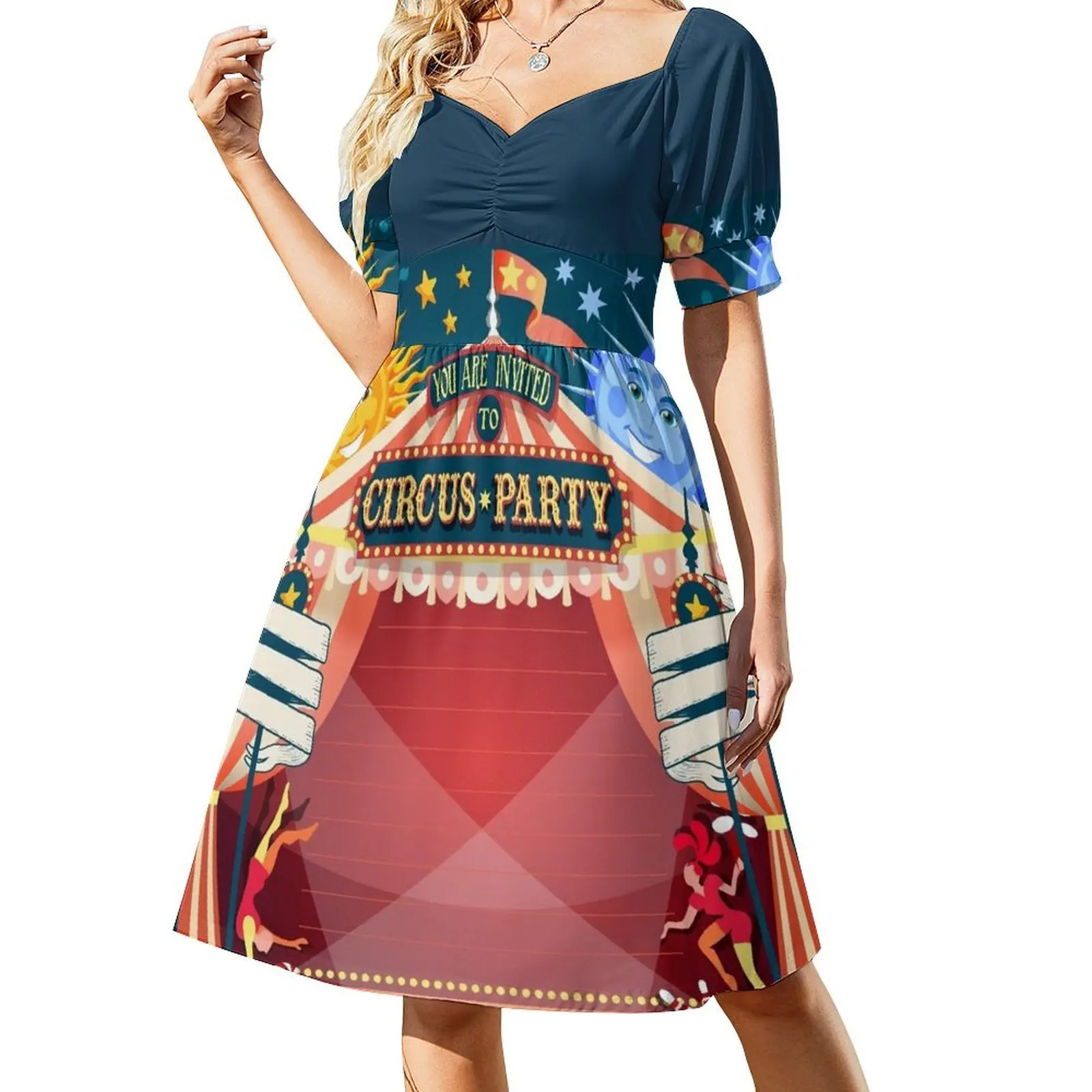 Circus Carnival Invite Poster Short Sleeved Dress evening dresses luxury 2025 woman dress Dress