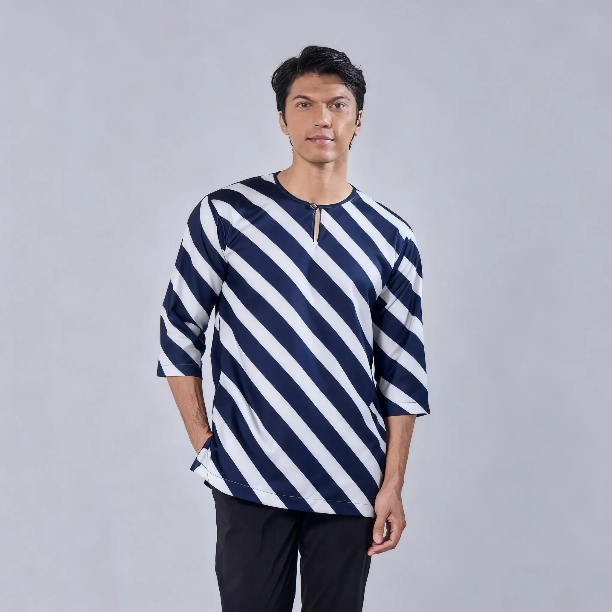 2026 عباية عربية إسلامية فاخرة غير رسمية على الطراز الوطني مطبوعة عرقية وياقة واقفة للشباب بأكمام قصيرة تي شيرت Camisa Arabe Hombre #4