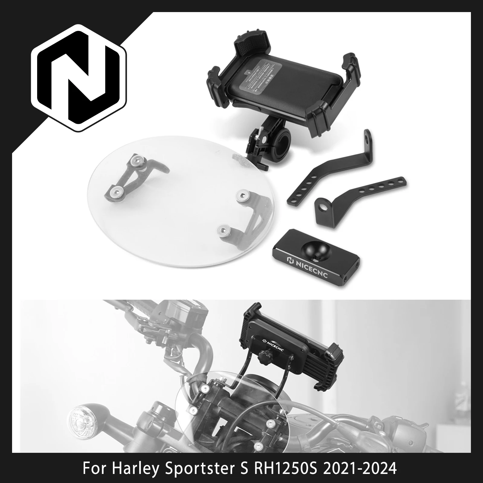 

For Harley Sportster S RH1250S 2021-2024 Motorcycle Phone Holder Kit For Sportster S RH 1250 S 2024 RH 1250 S 2023 2022 2021