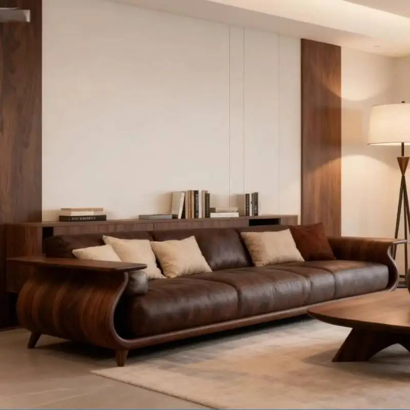 

Gorhic Dark Living Room Sofas 4 Seater Designer Divan Lazy Compressed Sofa Leather Accent Chaises De Salle À Manger Furniture