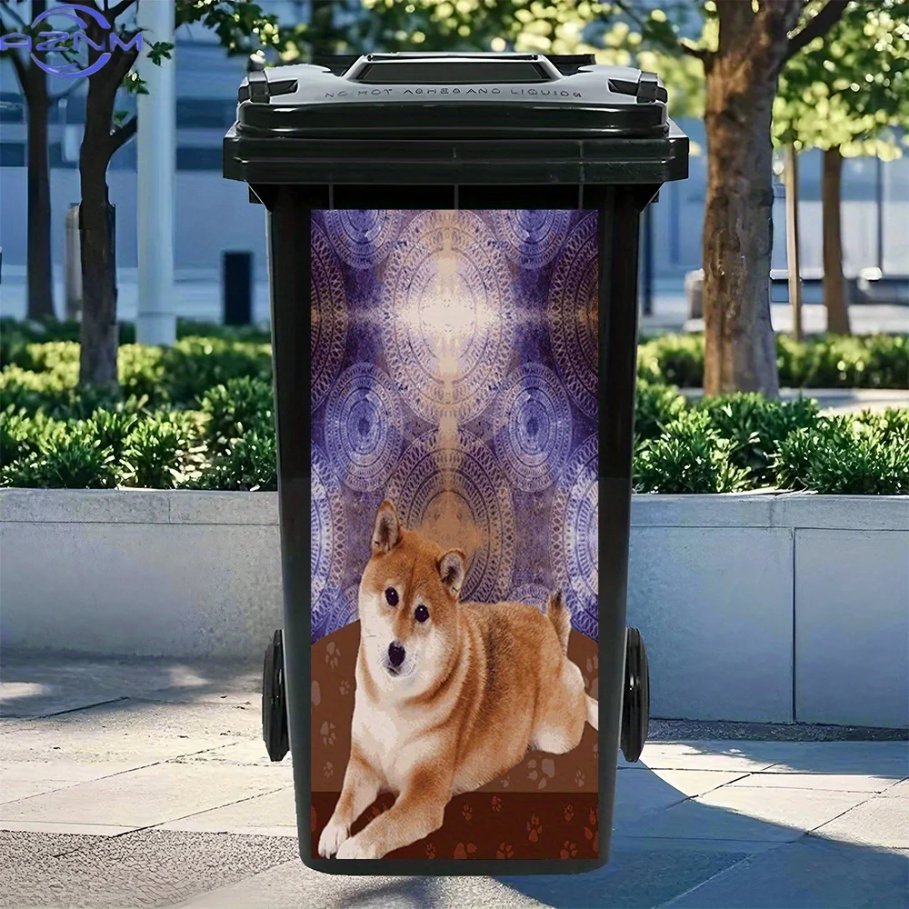 One Shiba Inu Sticker Featuring an Ethnic Design Background - a Waterproof PVC Decal Suitable for Trash Bins, Wall Decoration,