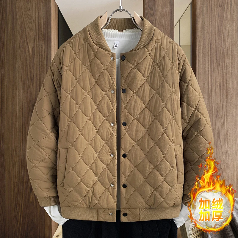 New winter baseball collar jacket men's fashionable and versatile fleece Padded jacket  warm cotton jacket