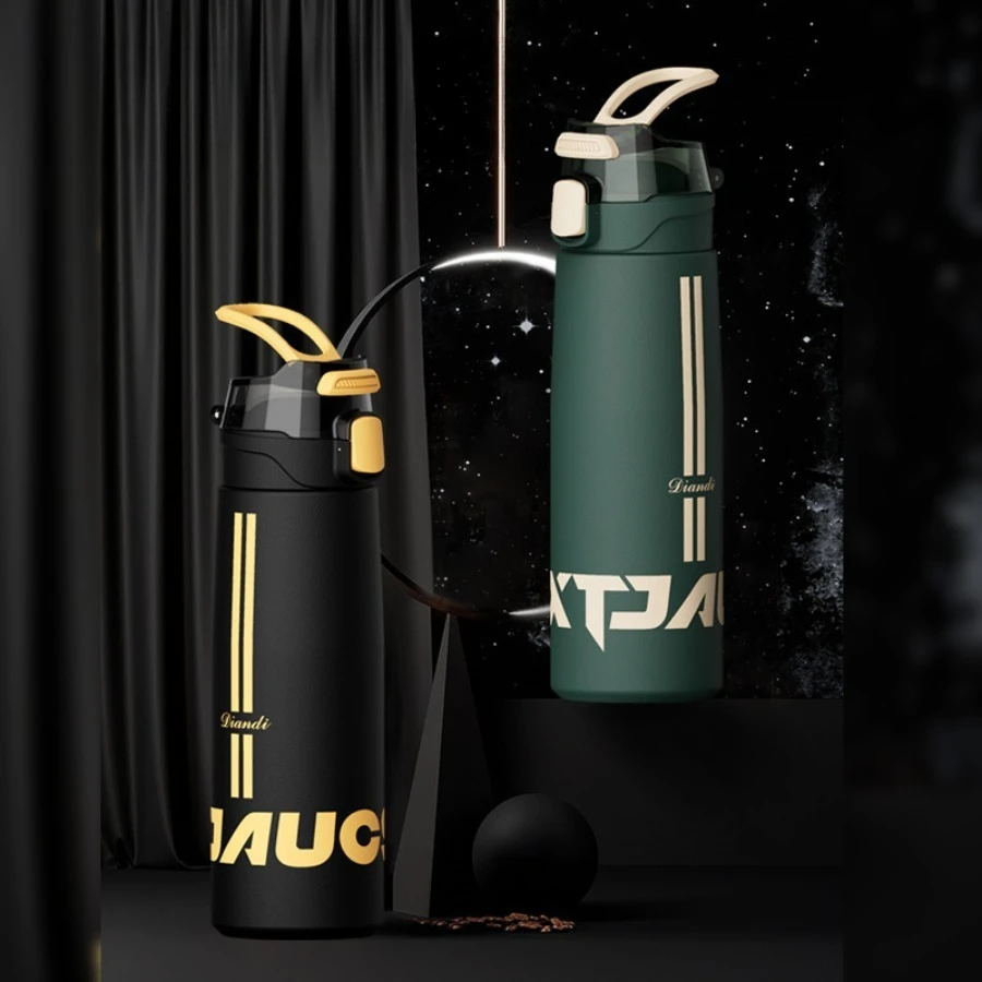 

Силиконовая изоляция ручки, большая емкость, прыгающая портативная чашка для воды для мужчин и женщин, студенческие вакуумные чашки из нержавеющей стали