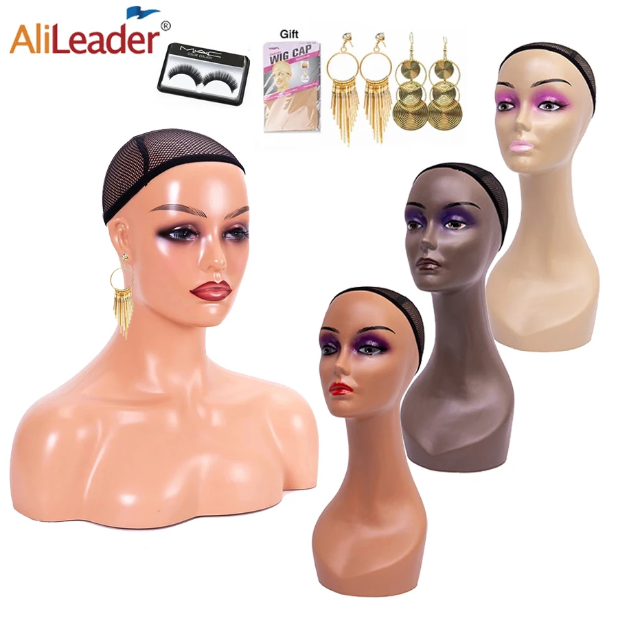 

Mannequin Head with Shoulders for Display Wigs Hats Jewelry Realistic Female Model Head Professional Wig Display Head