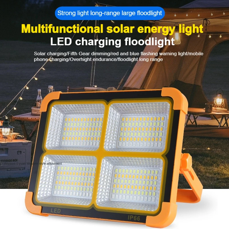

LED Solar Flood Light Rechargeable Outdoor Security Light Waterproof IP65 Outdoor Lighting for Emergency Household Camping
