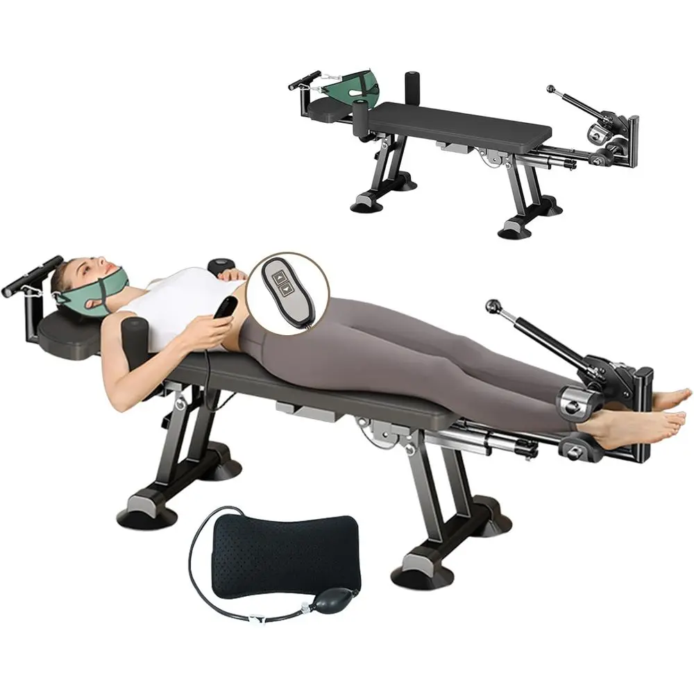 

Электрическая тяговая кровать для всего тела, регулируемая носилка для облегчения боли в шее и нижней части спины, длина 55-74 (черный)