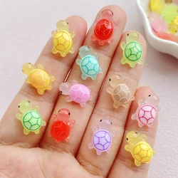 30pcs Resin Cute Luminous Colorful Hand-painted Mini Turtle Flat back Figurines Nail Art DIY Scrapbooks Accessories Crafts