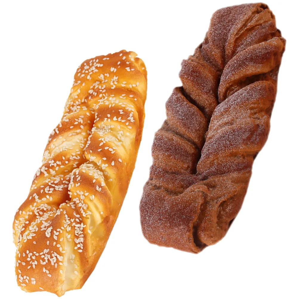 

2pcs Pu Bread Simulated Artificial Fake Bread Prop For Food Display Decoration Shop Baking Cake Decor Ornaments