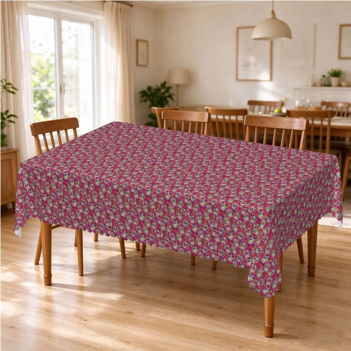 Sugar Skull Mexican Flower Halloween Day Of The Dead Tablecloth Restaurant Kitchen Rectangular Tablecloth Festival Table Cover