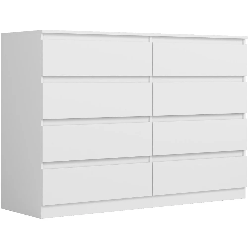 Contemporary Large 8-Drawer Bedroom Dresser with Ample Deep Storage for Wood Furniture