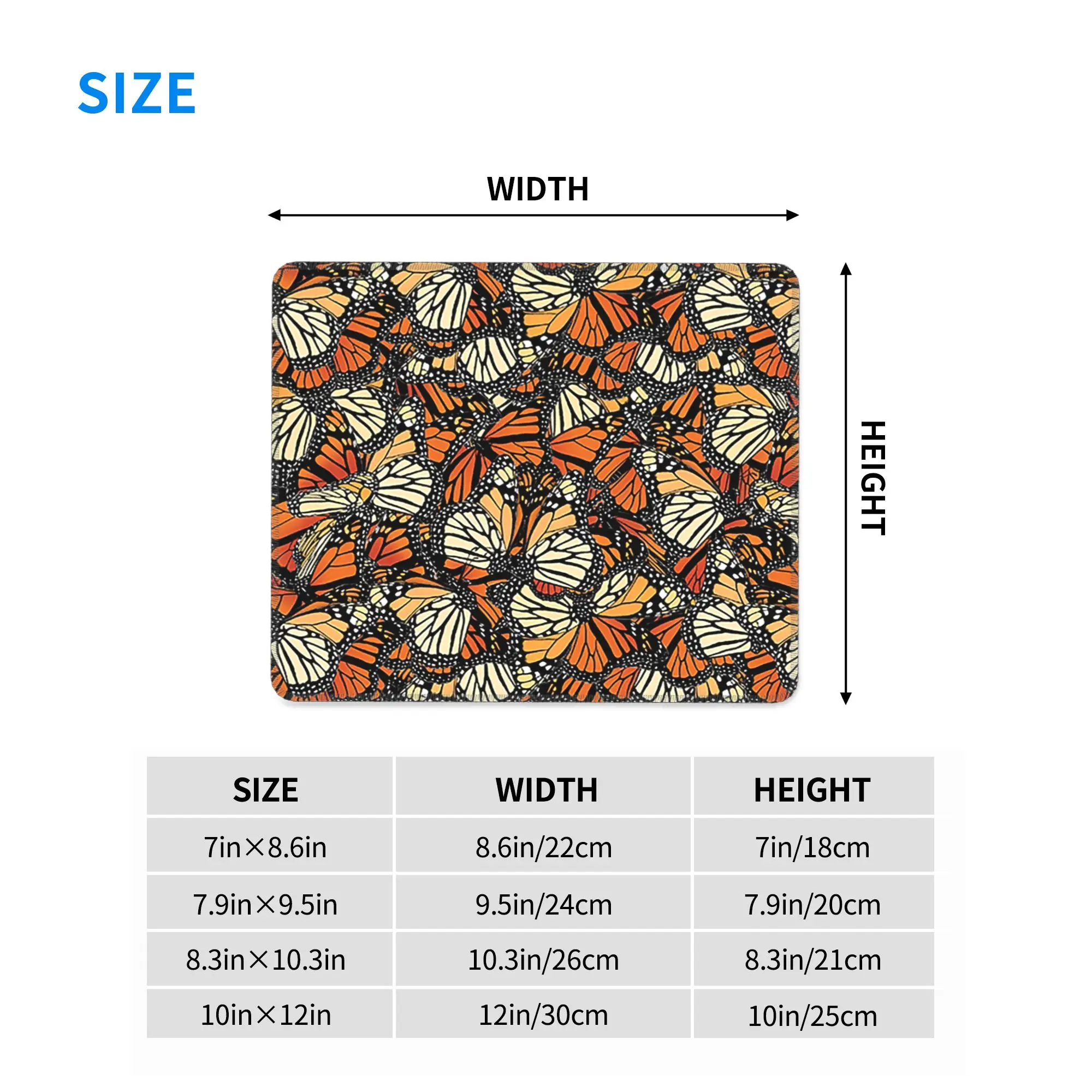 Orange Monarch Butterfly Mouse Pad Computer Keyboard Mouse Mat Gamer PC Laptop Desk Mat Office Accessories Table Mats
