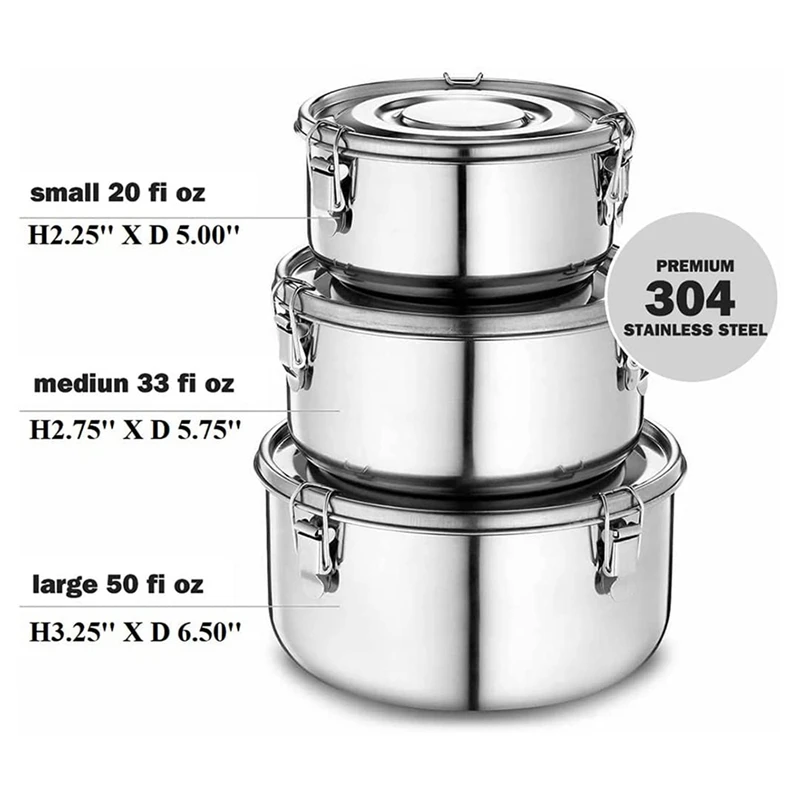 Original Premium Stainless Steel Food Storage Container Class 304 Leakproof Airtight And Odor Resistant