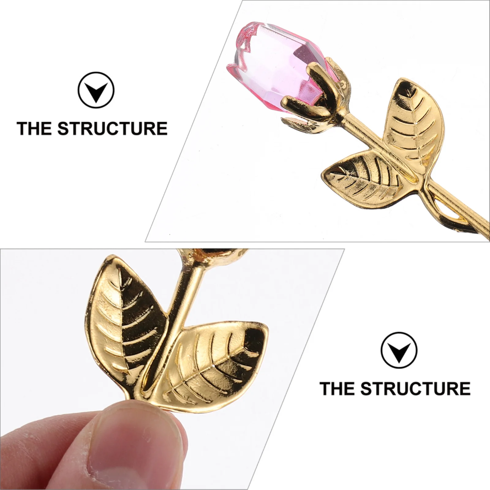 

Decoration Crystal Rose Flower Ornament Valentines Day Pink Decorations for Home