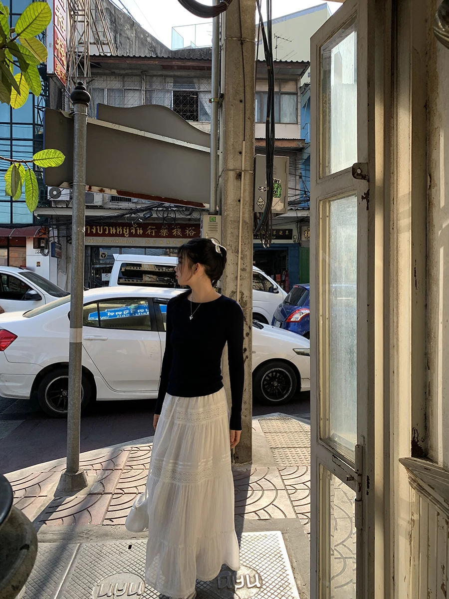 

Ele белая юбка трапециевидной формы с высокой талией, женская модная утягивающая юбка-тортик, повседневная юбка-миди из смеси хлопка с высокой посадкой