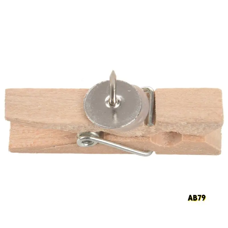 

Push Pins With Wooden Clips Pushpins Tacks Thumbtacks, Creative Paper Clips With Pins Natural Color 100Pcs