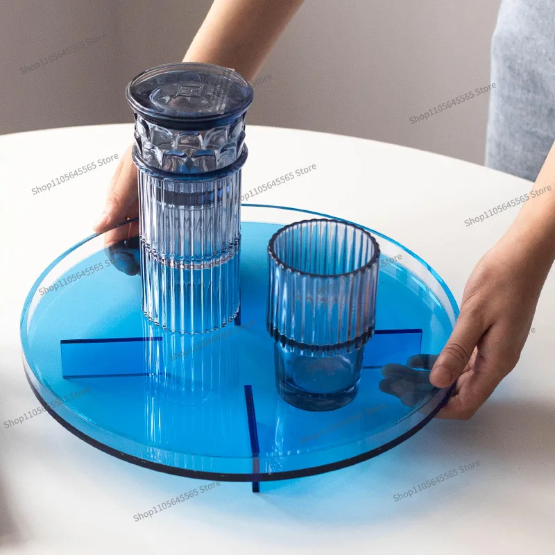 For Creative Acrylic Circular Tray for Home Decoration, Living Room Coffee Table, Water Cup Storage