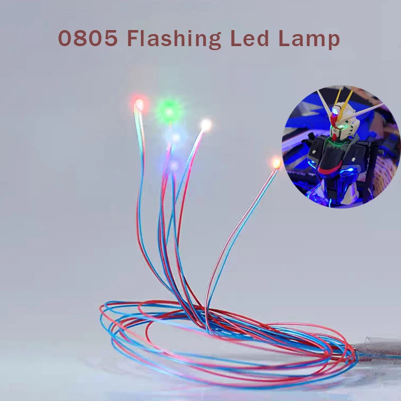 10PCS 0805 Led SMD Lamp Wired Micro Litz Led Pre-soldered Flashing Light Wired 30CM 3V Diy Model Making/Gun-dam/Cars Scenery