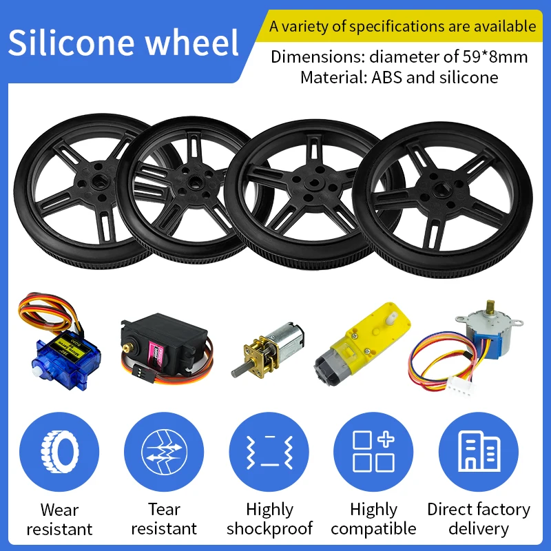 5908 Silicone Tire Wheel Compatible Robot Smart Car With 360-degree SG90 MG996R SG5010 Servo N20 TT Motor For Arduino Projecst