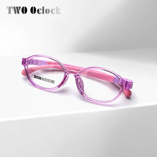 Imagen 2 del producto Montura de gafas flexibles para niños, gafas de protección contra luz azul transparentes, montura óptica para niños y niñas, sin dioptrías desmontables 45 15 130