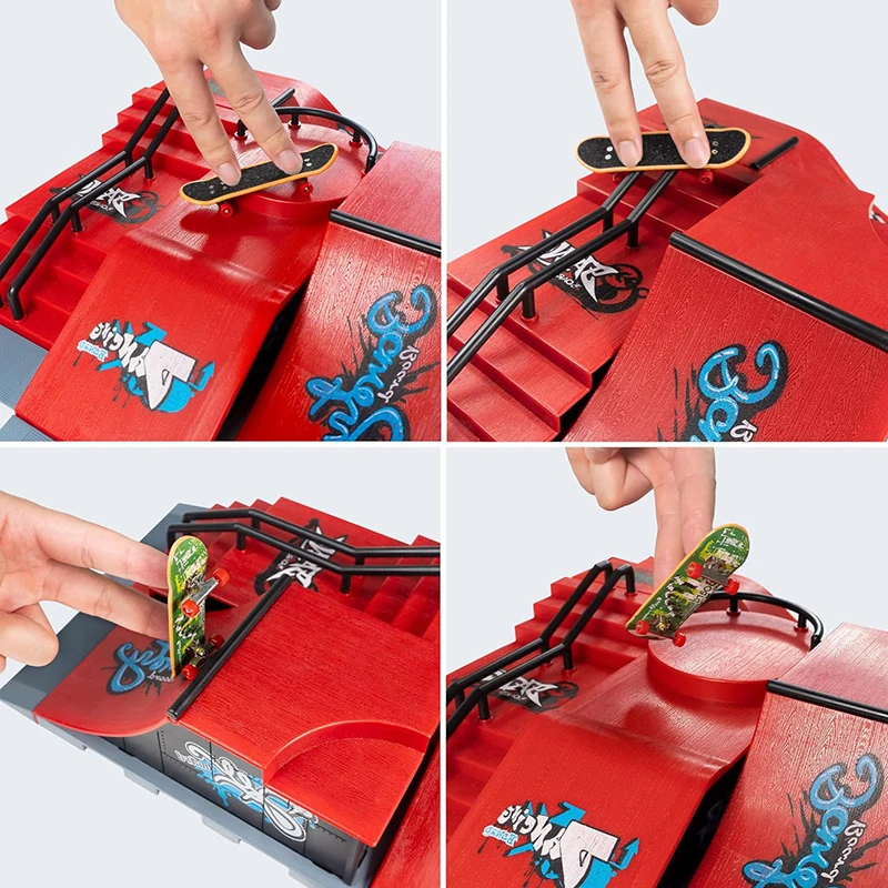 6-in-1 Finger Skateboards DIY Skate Park Rampe Teile für Tech Deck Szene Veranstaltungsort Kombination Set für Kinder Indoor Home Spielzeug