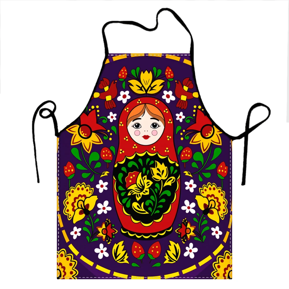 Russian Matryoshka Doll Apron With Colorful Floral Pattern For Cooking And Baking Decorative Kitchen Apron For Women And Adults