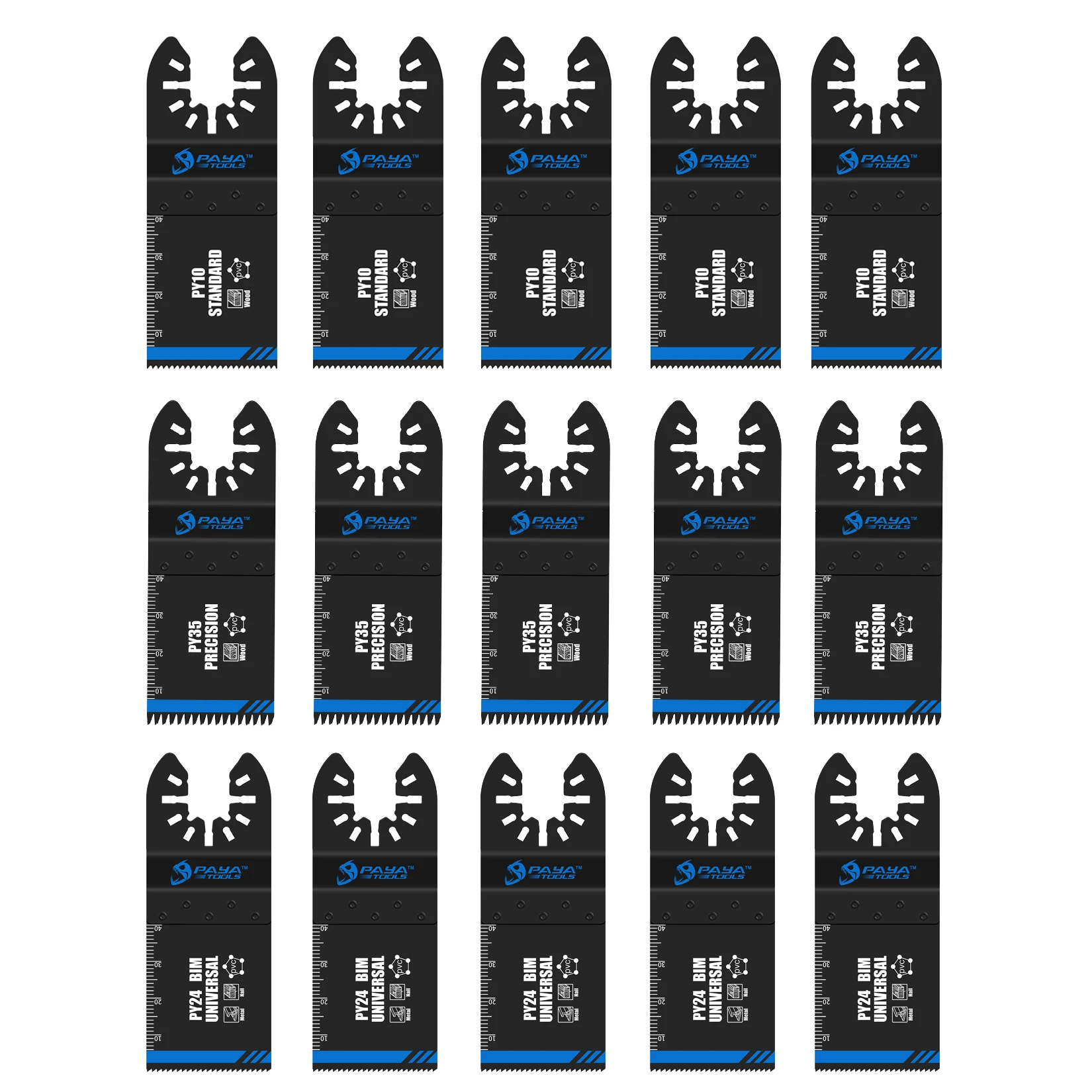 paya-semi-professional-level-multifunctional-15pcs-oscillating-multi-tool-blade-set-for-wood-plastic-paywood-sheet-metal-cutting