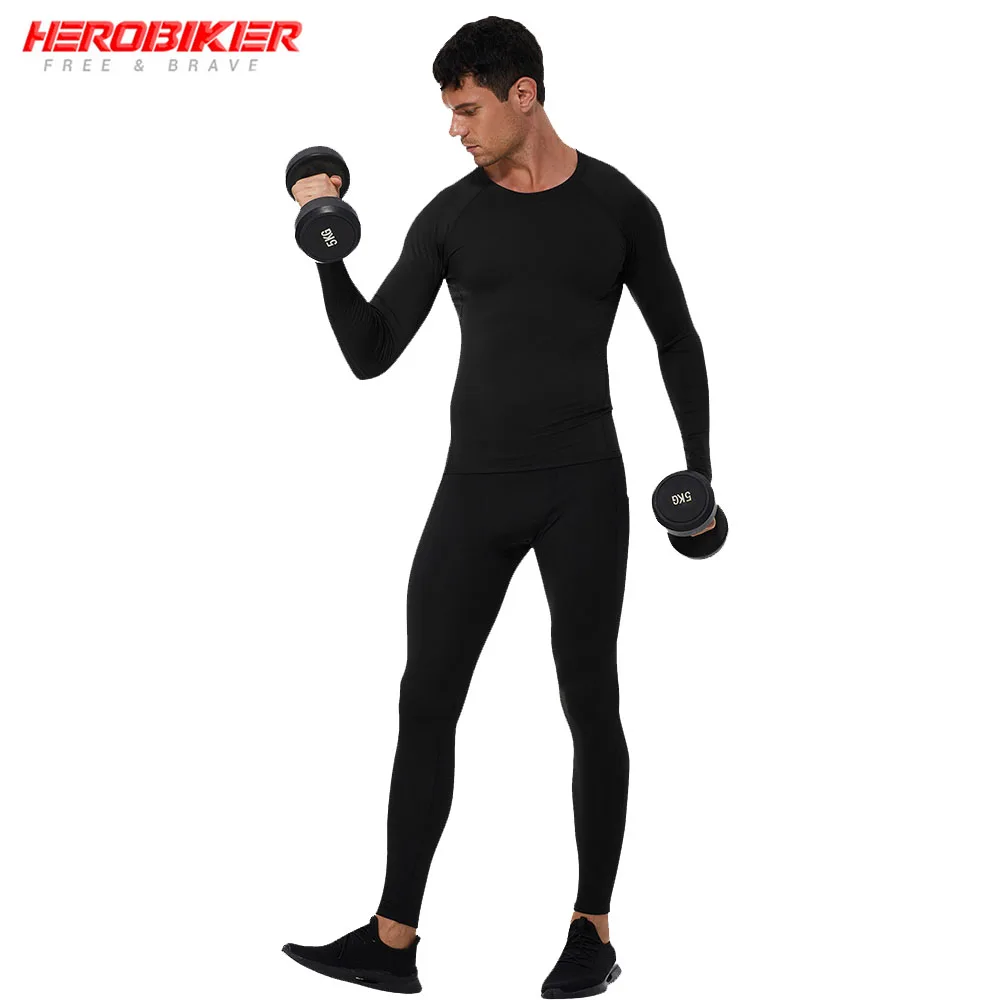 

HEROBIKER Men Thermal Underwear Suit Warm Lingerie Winter Clothes Motorcycle Warm Base Layers Tight Long Johns Tops & Pants Set