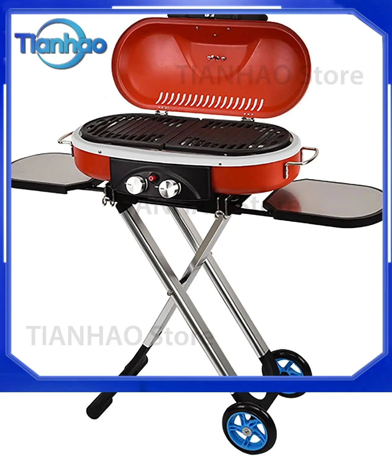 Foldable Portable Propane Camping Grill for Outdoor Use 2 Burner 15000 BTU 285 SQ Inch Cooking Area