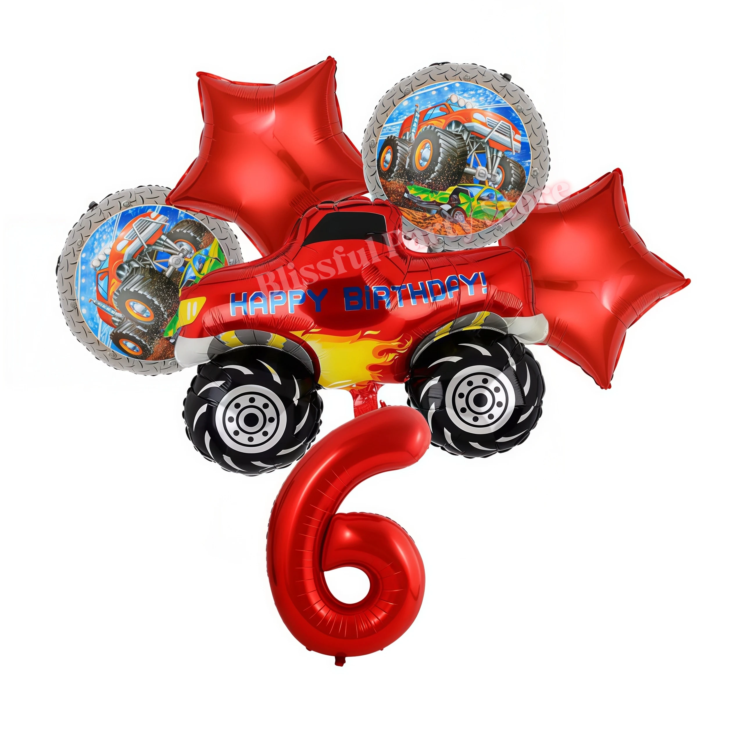 Monster Truck Party-Zubehör Jungen Rennwagen-Party-Dekorationen Teller Becher Luftballons Banner für Kinder Jungen 2. Geburtstag Party-Dekorationen – Detail 32