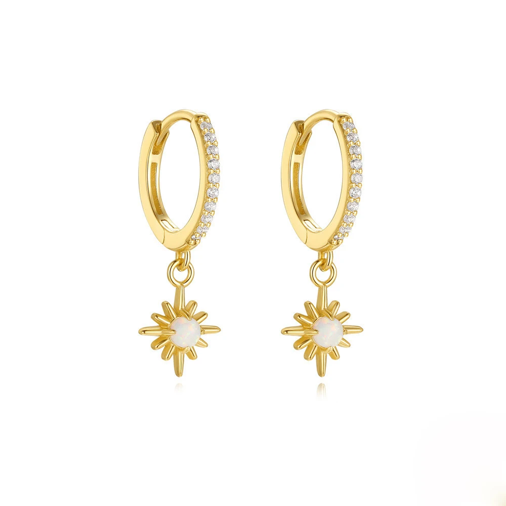 

TKJ серьги-кольца из стерлингового серебра 925 пробы, круглый опал, подвеска в виде солнца, асимметричные серьги для женщин и мужчин, рождественские свадебные ювелирные украшения