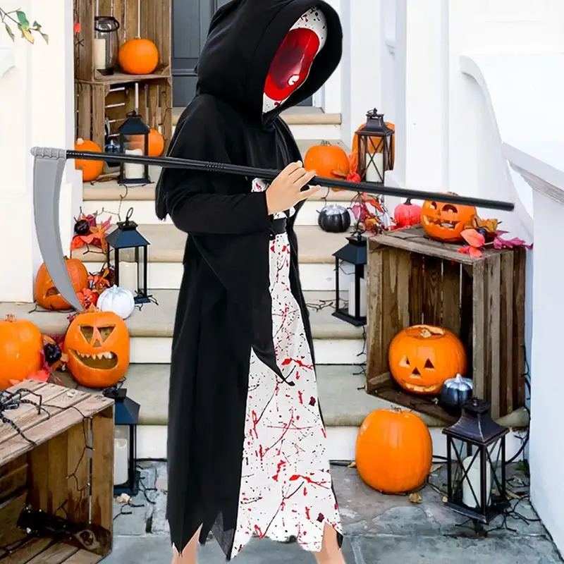 Halloween Cos Costume Multifunctional Halloween Cos Costume Grim Reaper & Vampire Devil's Eye Costume For Stage & Anime Shows