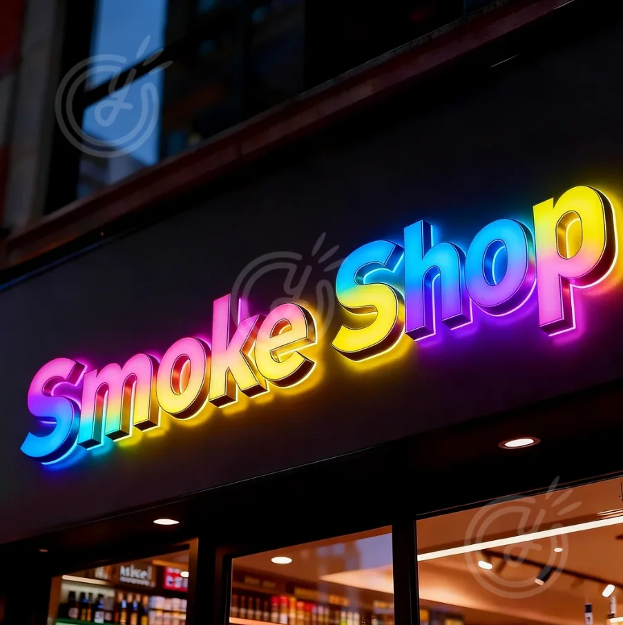 Smoke Shop Signs Custom LED RGB Sign 3D Advertising Letter Sign Outdoor LED Illuminated Letter Sign for Smoke Shop Bar