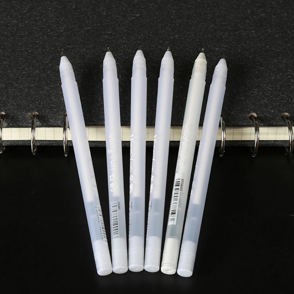 

6 pcs White Fine Tip Oil Based Paint Markers For Glass Wood Metal Plastic Stone Rubber Fabric Canvas Permanent Quick Dry Glossy