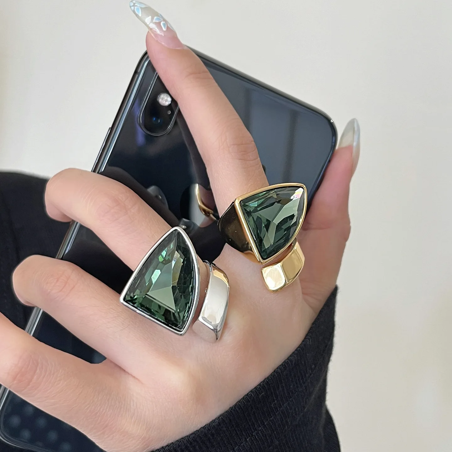 

Unique Niche Cobra Adjustable Open Ring Luxury Exaggerated Large Gemstone Ring Couple Daily Party Statement Accessories