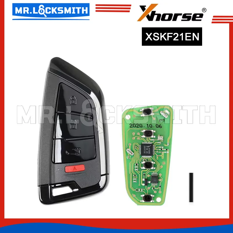 Xhorse XS Series XSKF21EN Smart Remote Key Memoeial Knife Style II 4 Buttons Shiny Black Color