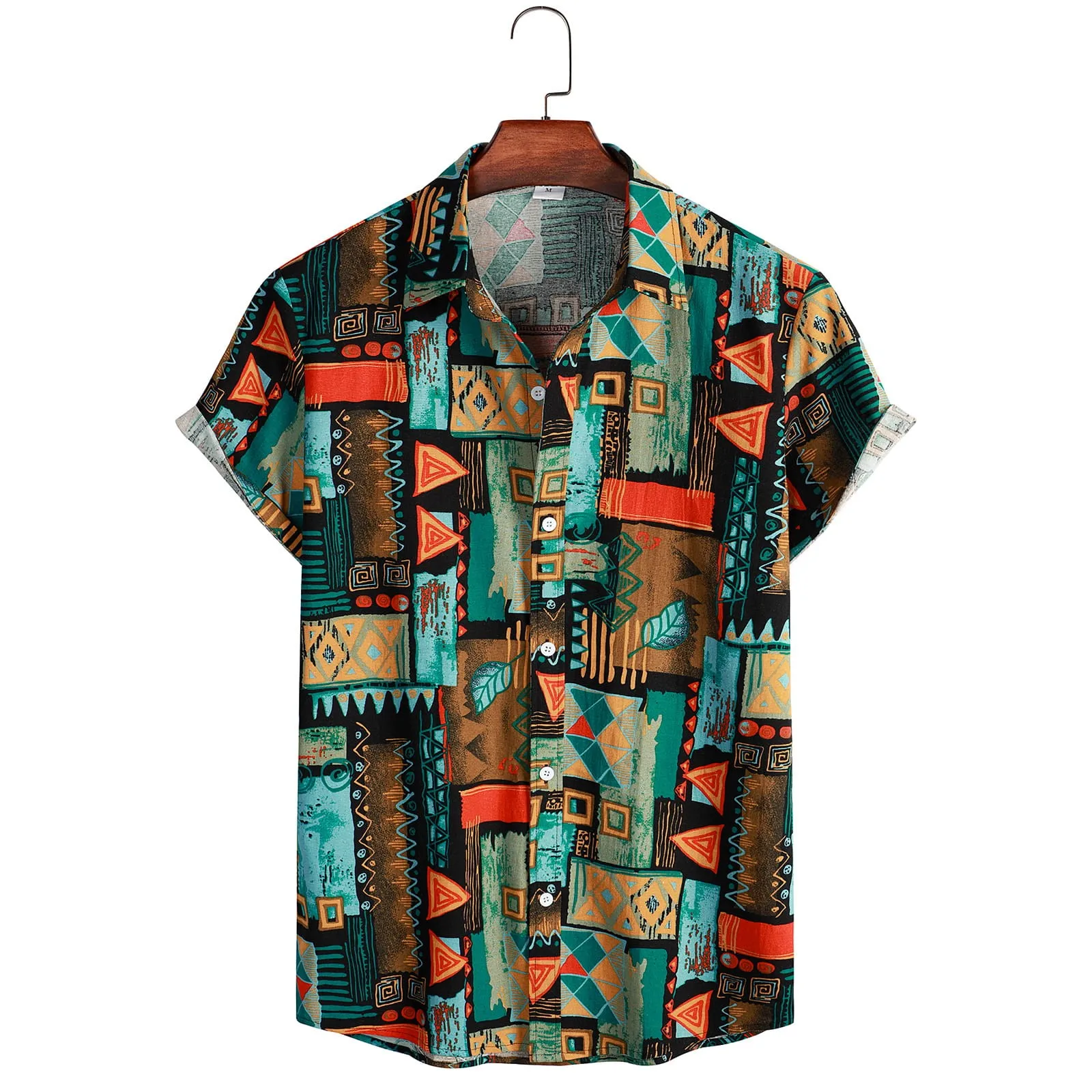 

Casual Lapel ort Sve irt Simple Design Wide Angle Collar Spring Summer Youth Faion Loose Fit Printed No Iron Treaent