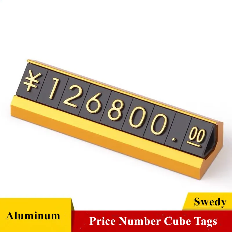 Mini Metal Jewelry Watch Ring Price Cube Tags Adjustable Number Small Plastic Price Label Sign Holder Display Stand