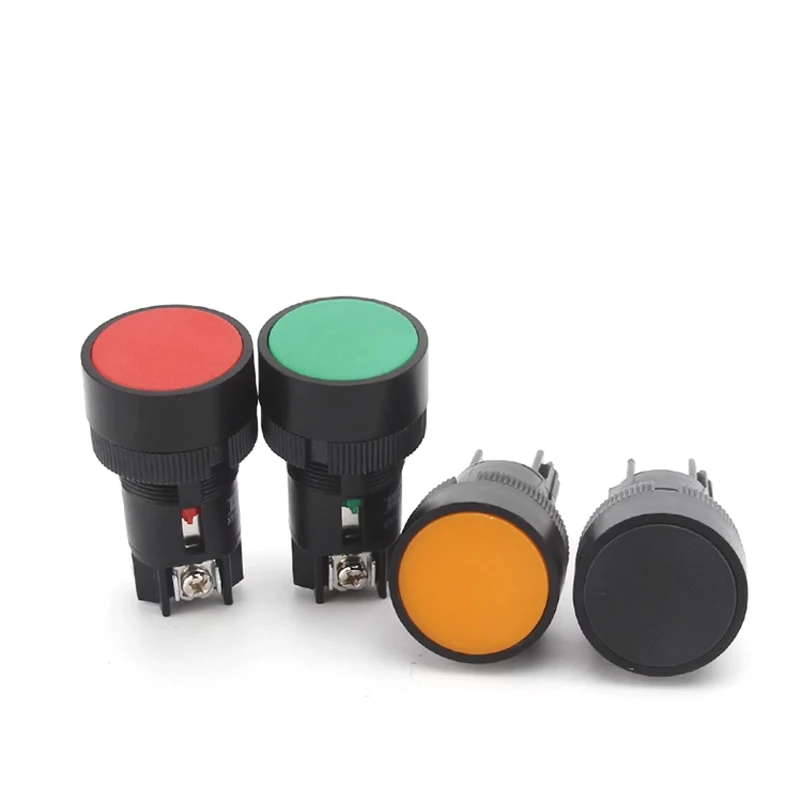 XB2-EA Push Button Switch 22mm Self-Resetting Silver Contacts Normally Open Normally Close Red Green Yellow Black