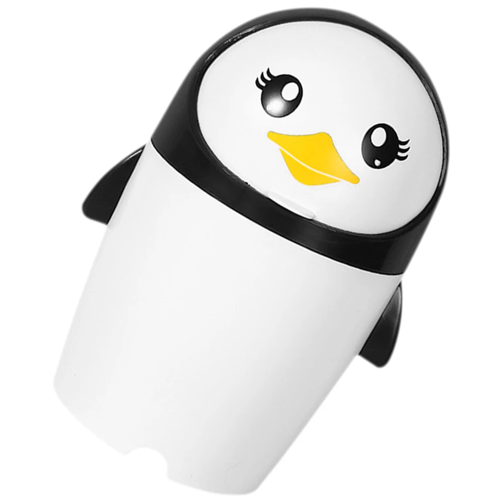 

Mini Flip Can Penguin Desk Car Car Trash Can Mini Wastebasket Plastic Bathroom Bedroom Office Use Cartoon Tiny