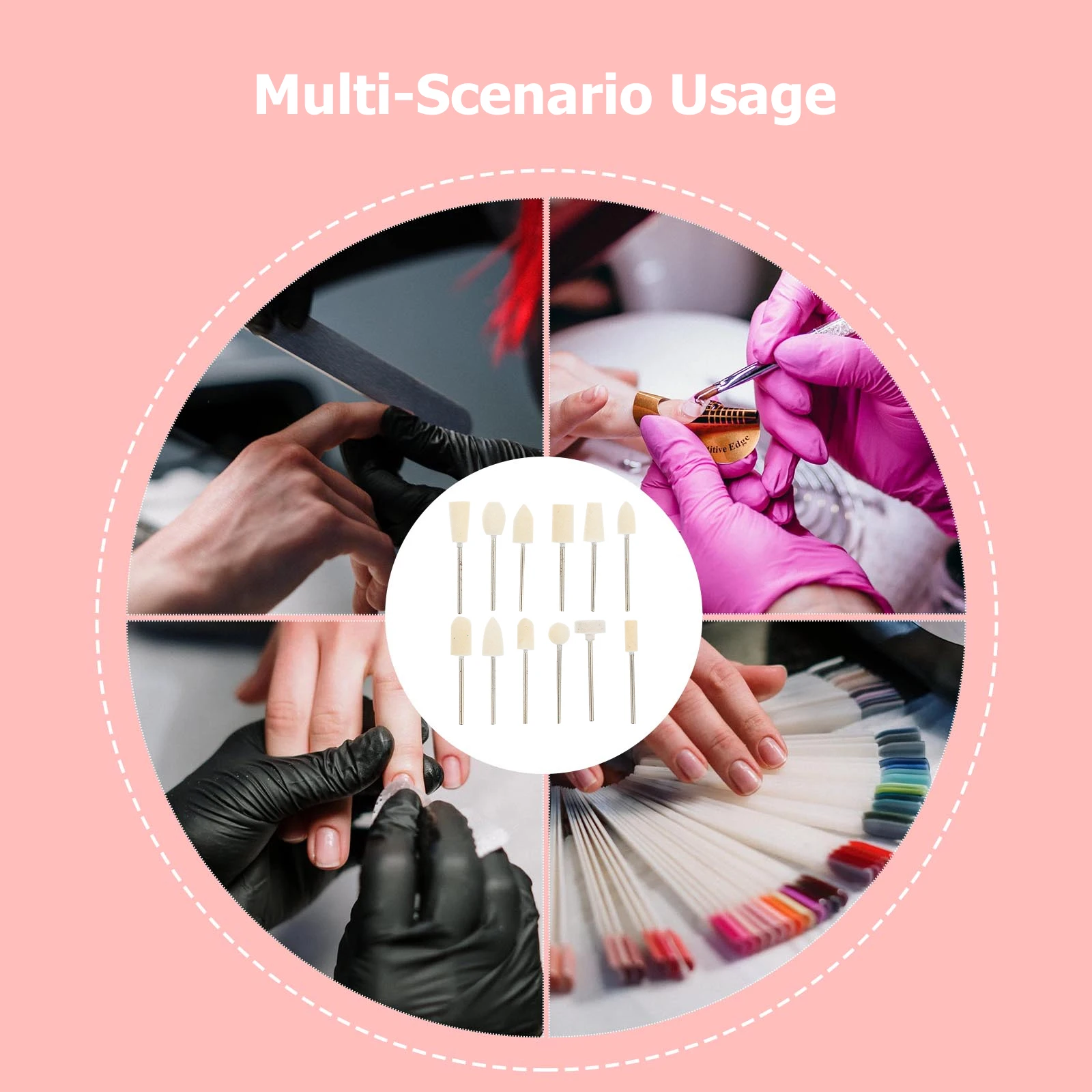 

12Pcs Wool Nail Drill Bits Different Designs Grinding Polishing Sharpening Manicure Pedicure File Bit Set for Gel Acrylic Nails