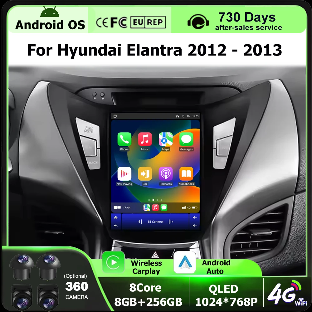 Android 16 For Hyundai Elantra Avante I35 2012-2013 Car Radio Multimedia Video Player Tools Carplay 4G WIFI 9.7 Inch QLED Screen