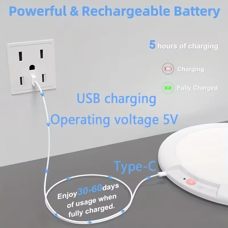 Motion Sensor Magnetic LED Ceiling Light Type C Rechargeable Wireless Wall Lamp With Remote Night Light For Hallway Bedroom Stairs Closet view 6