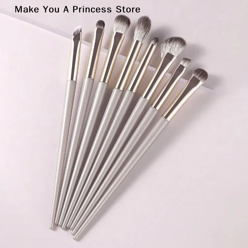 【HBA】 Juego de 8 brochas de maquillaje para ojos, detalle de sombra de ojos, brocha de maquillaje, herramienta de maquillaje Ultra suave para sombra de ojos y delineador de ojos