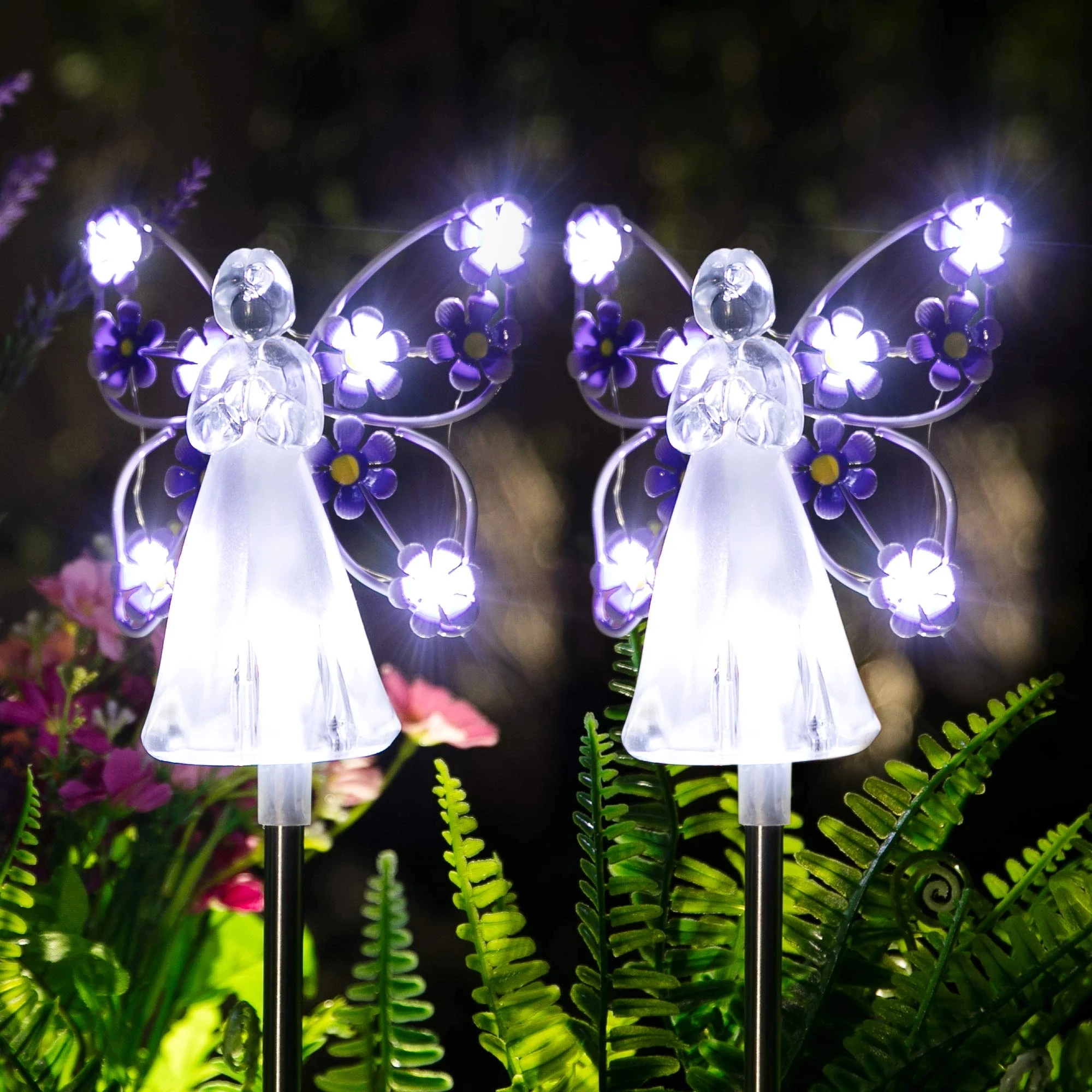 Imagem -02 - Solar Angel Lights para Jardim ao ar Livre Decoração de Paisagem Estaca Led Lâmpada da Noite Housewarming Presente Gramado Quintal Pátio Novo